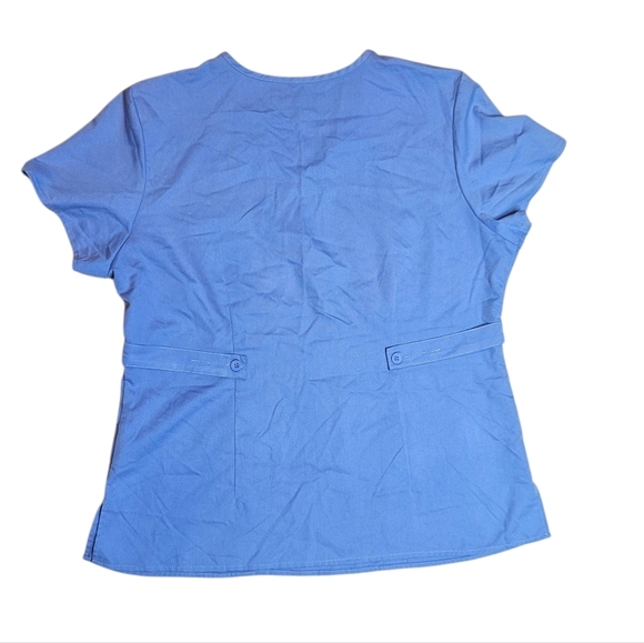 Grey's Anatomy by Barco Riley Scrub Top Faux Wrap V-neck Blue Ciel size XL - Picture 4 of 8
